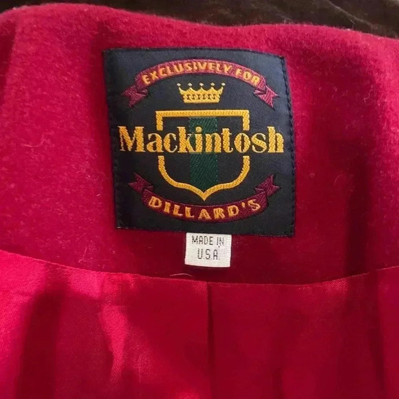 Vintage Machintosh New England Red Wool Barn Chore Coat with Suede Collar - Picture 9 of 15